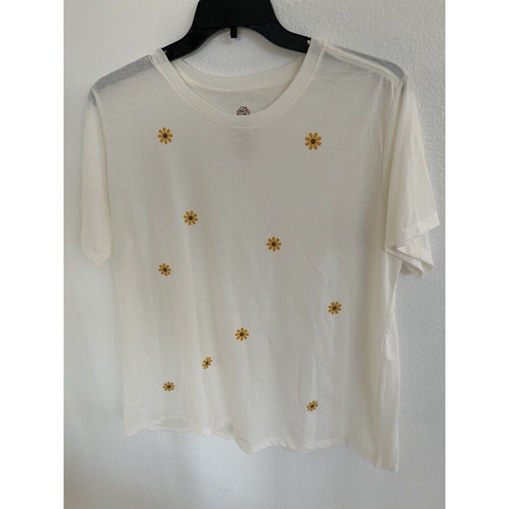 Positivitees Floral Graphic T-Shirt Womens Plus Size XXXL 22 Minimalist Casual